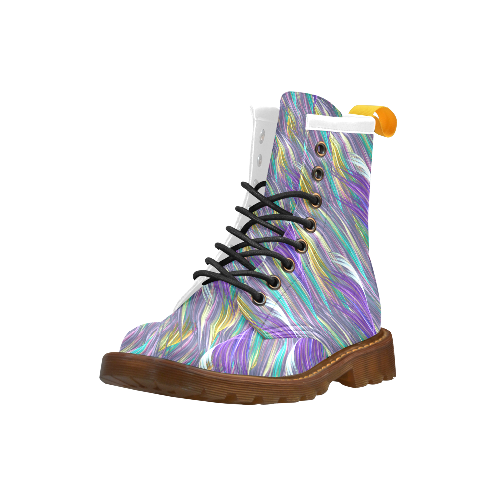 Colorful Punk Hair Fractal High Grade PU Leather Martin Boots For Men Model 402H