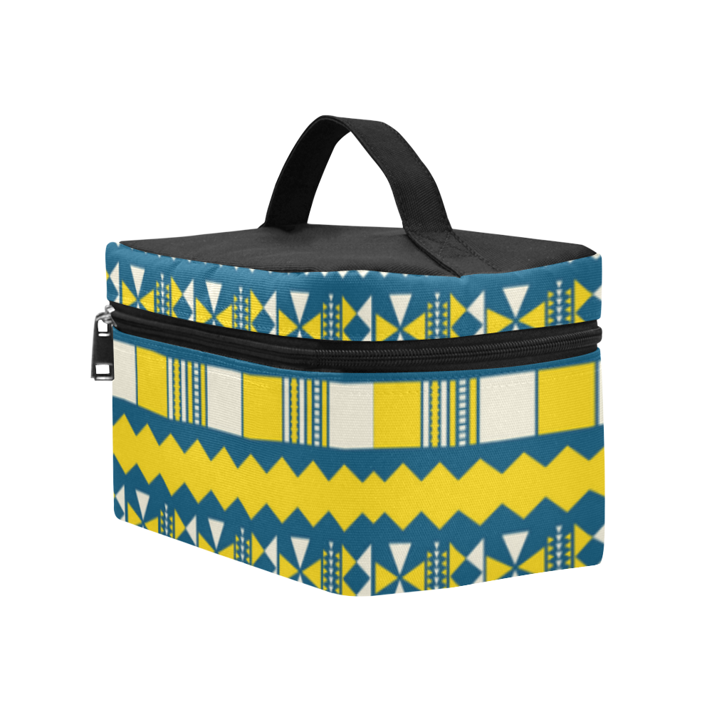 Blue With Yellow Aztec Lunch Bag/Large (Model 1658)
