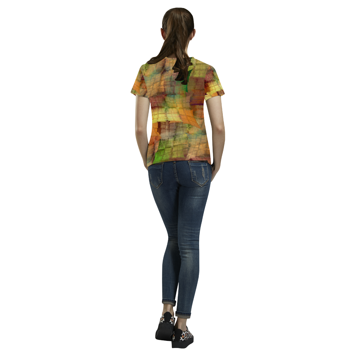 Indian Summer Funny Check All Over Print T-Shirt for Women (USA Size) (Model T40)