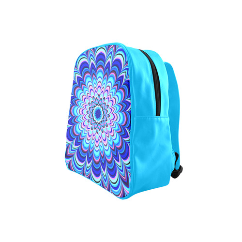 Neon blue striped mandala School Backpack (Model 1601)(Small)