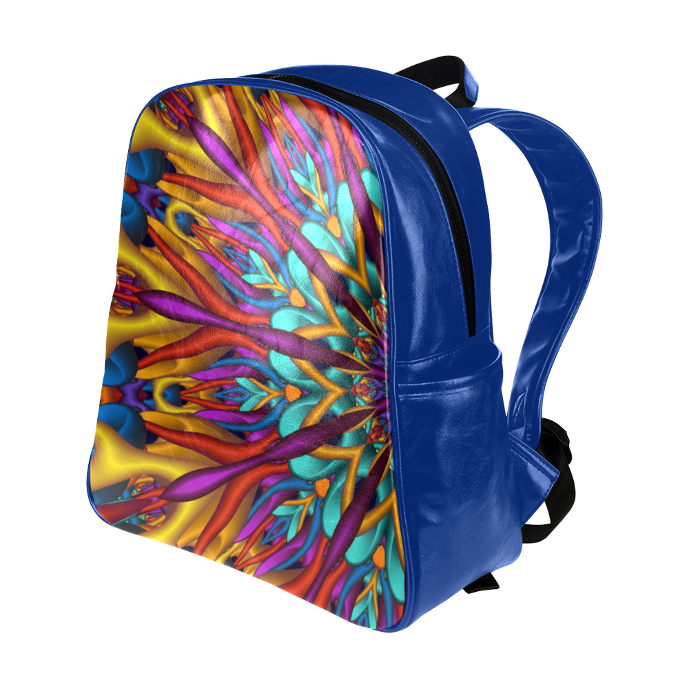 Psychedelic 3D fractal mandala Asymmetric Version Multi-Pockets Backpack (Model 1636)