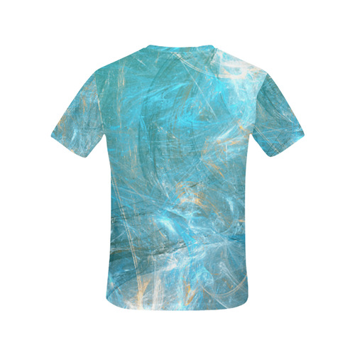 Frozen Ice Blue Fractal All Over Print T-Shirt for Women (USA Size) (Model T40)