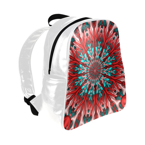 Pink teal fractal mandala Multi-Pockets Backpack (Model 1636)