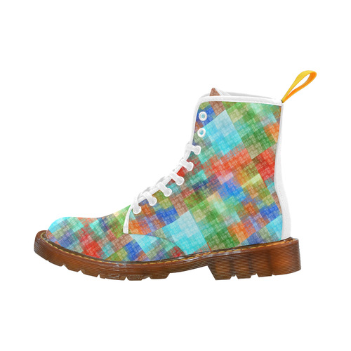 Funny Colorful Check Martin Boots For Men Model 1203H