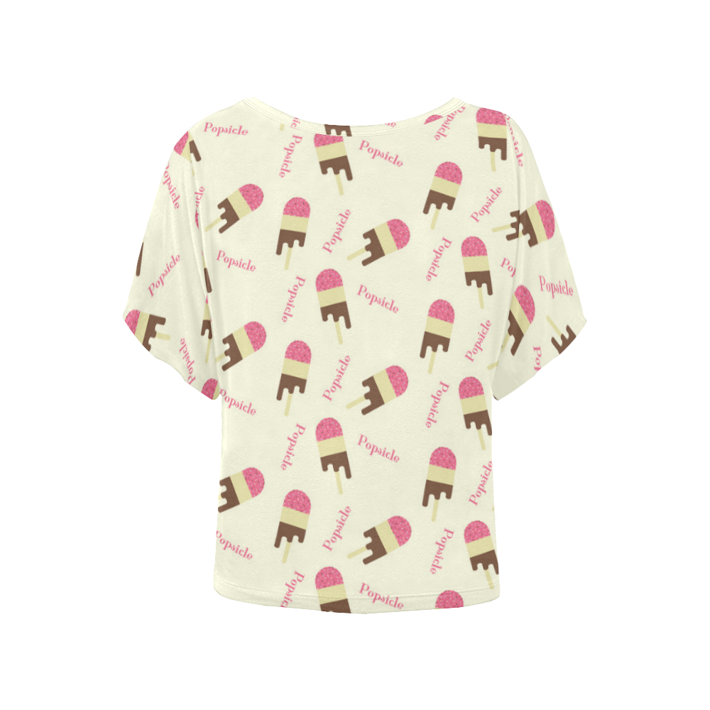 Popsicle Ice Cream Pattern Women's Batwing-Sleeved Blouse T shirt (Model T44)