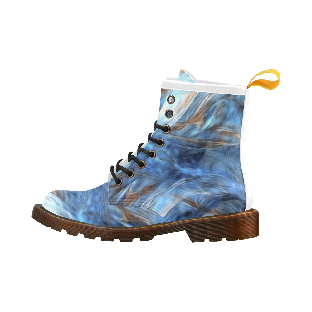 Blue Colorful Abstract Design High Grade PU Leather Martin Boots For Women Model 402H