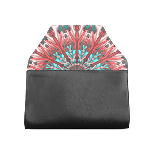 Pink teal fractal mandala Black Version Clutch Bag (Model 1630)