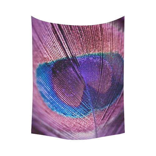 Purple Peacock Feather Cotton Linen Wall Tapestry 80"x 60"