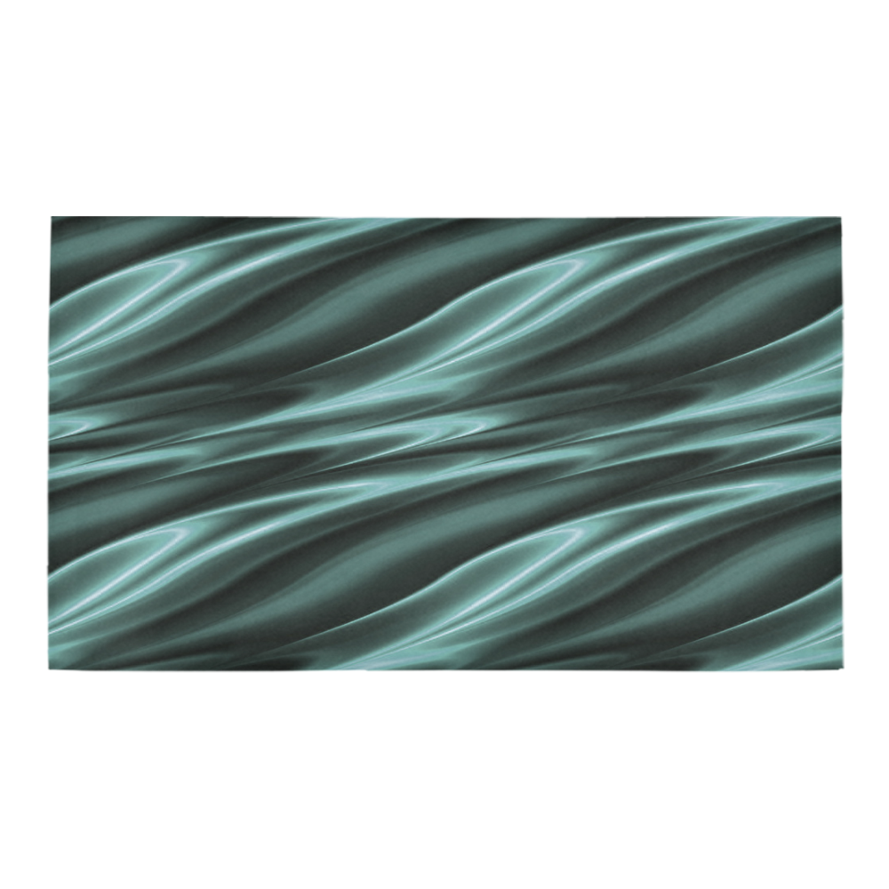 Elegant Teal Waves Bath Rug 16''x 28''