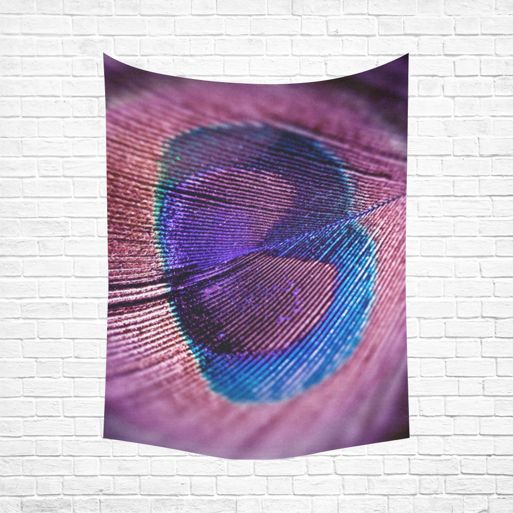 Purple Peacock Feather Cotton Linen Wall Tapestry 60"x 80"