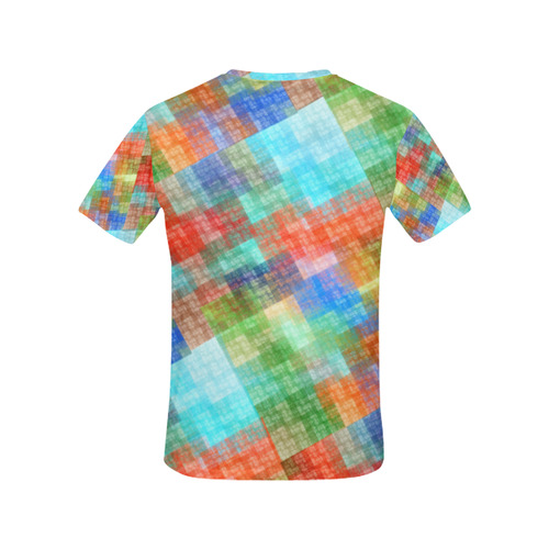 Funny Colorful Check All Over Print T-Shirt for Women (USA Size) (Model T40)