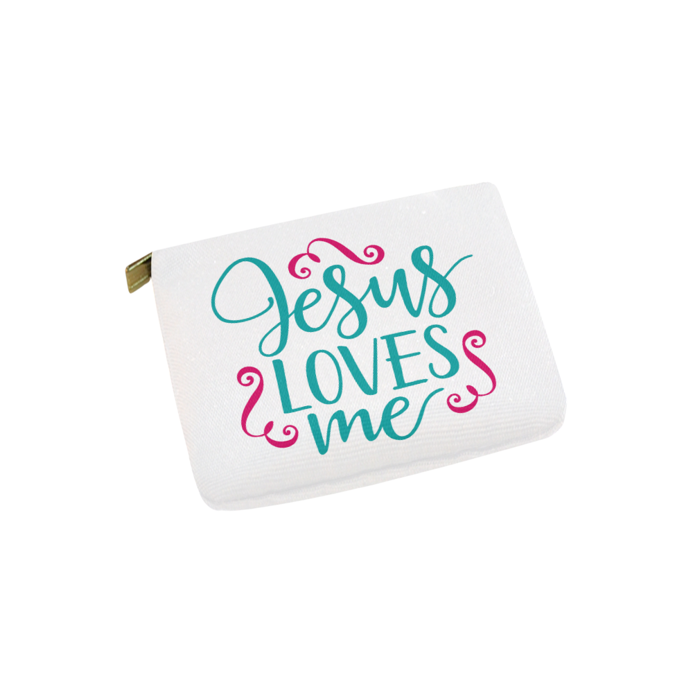 Jesus Loves Me (White) Carry-All Pouch 6''x5''