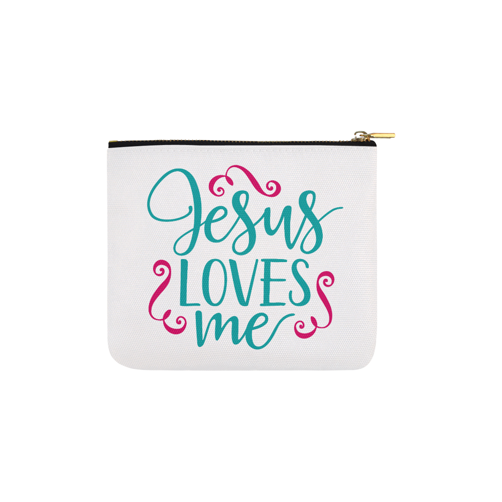 Jesus Loves Me (White) Carry-All Pouch 6''x5''