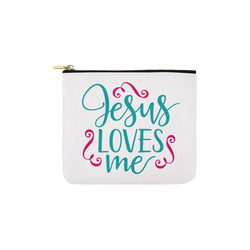 Jesus Loves Me (White) Carry-All Pouch 6''x5''