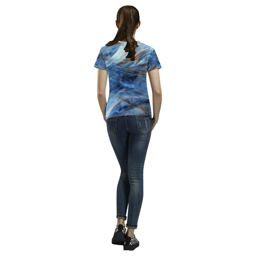 Blue Colorful Abstract Design All Over Print T-Shirt for Women (USA Size) (Model T40)