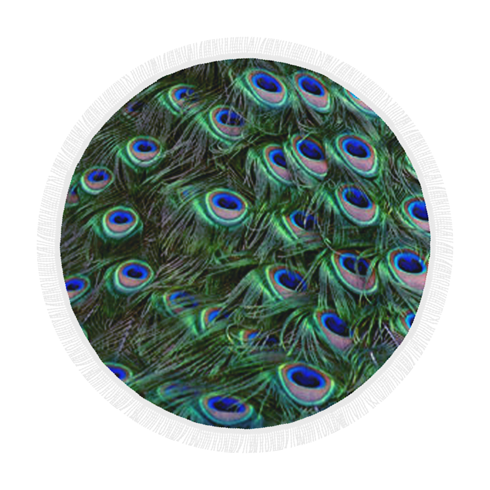Peacock Feathers Circular Beach Shawl 59"x 59"