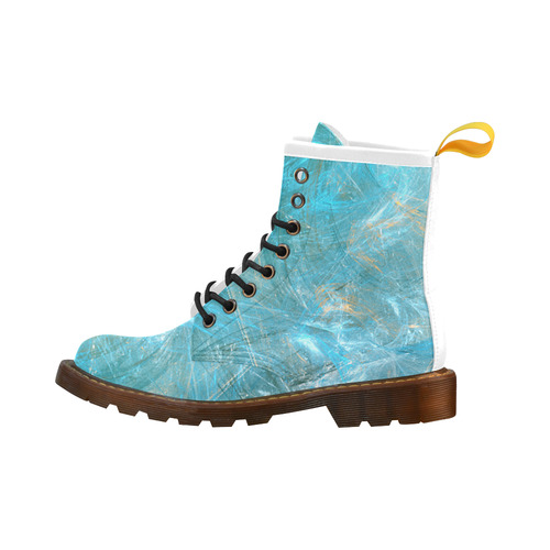 Frozen Ice Blue Fractal High Grade PU Leather Martin Boots For Women Model 402H