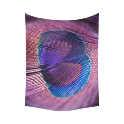 Purple Peacock Feather Cotton Linen Wall Tapestry 60"x 80"