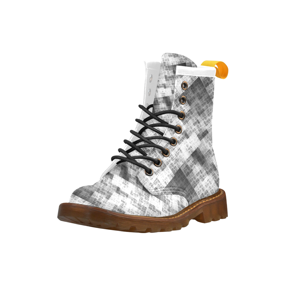 Funny Crazy Black and White Check High Grade PU Leather Martin Boots For Women Model 402H