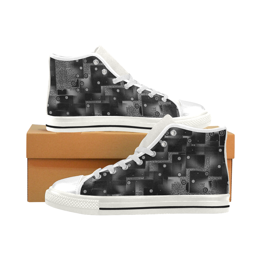 Stucco and Co. B&W - Jera Nour Men’s Classic High Top Canvas Shoes (Model 017)