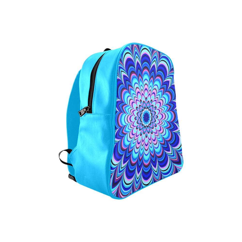 Neon blue striped mandala School Backpack (Model 1601)(Small)