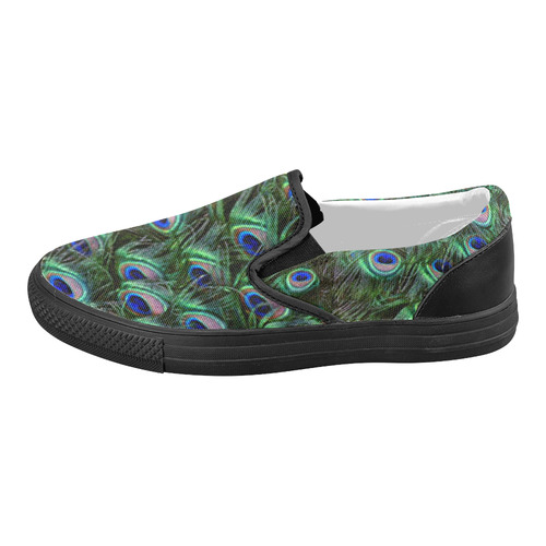 Peacock Feathers Women's Slip-on Canvas Shoes (Model 019)