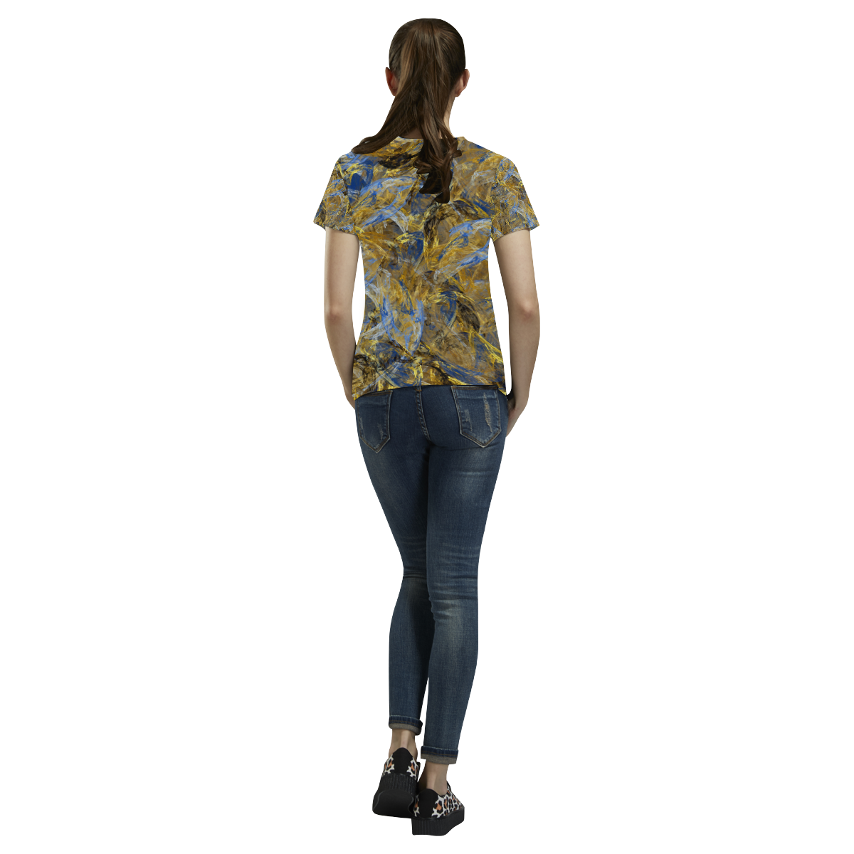 Antique Anciently Gold Blue Vintage Design All Over Print T-Shirt for Women (USA Size) (Model T40)