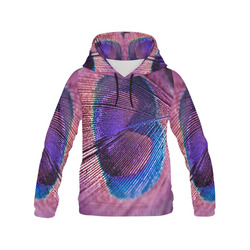 Purple Peacock Feather All Over Print Hoodie for Men (USA Size) (Model H13)