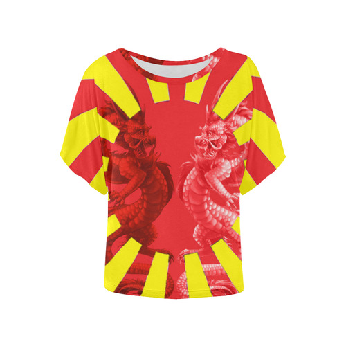 Yin Yang dragons Women's Batwing-Sleeved Blouse T shirt (Model T44)