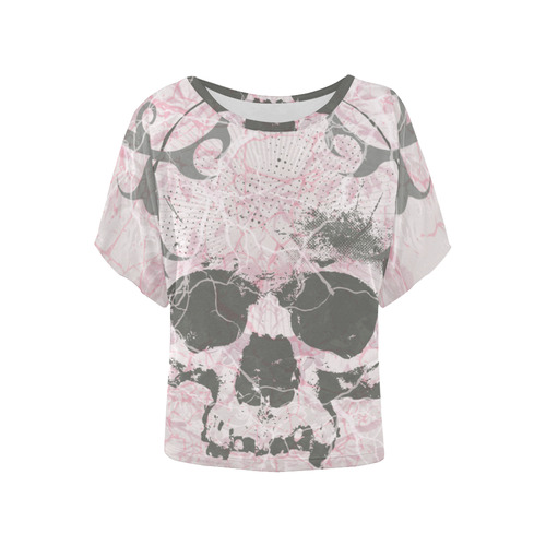 Spring Skulls 2017 01 A Women's Batwing-Sleeved Blouse T shirt (Model T44)