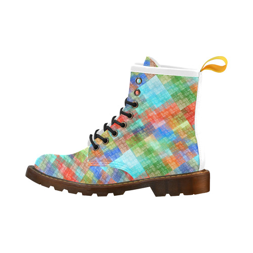 Funny Colorful Check High Grade PU Leather Martin Boots For Women Model 402H