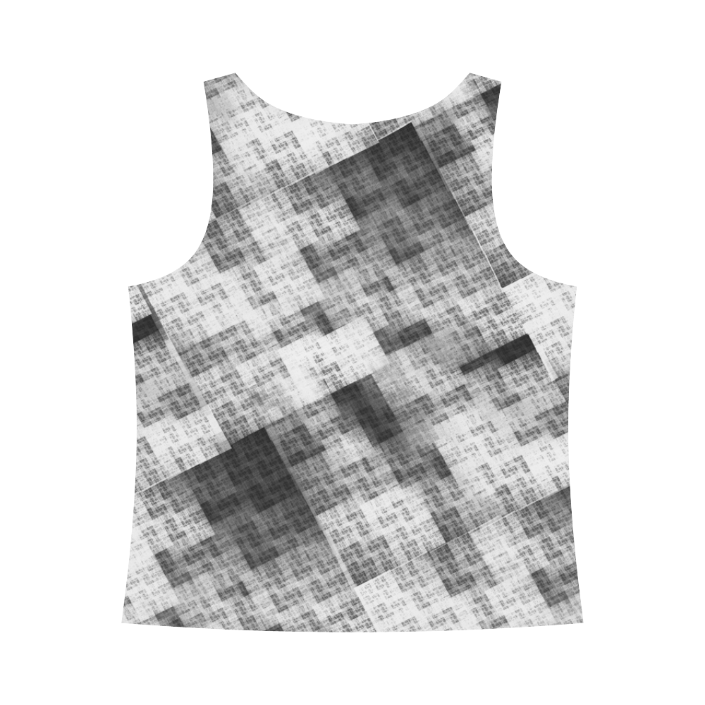 Funny Crazy Black and White Check All Over Print Tank Top for Women (Model T43)