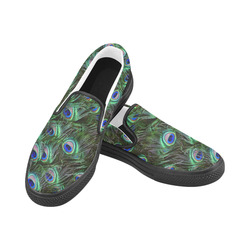 Peacock Feathers Women's Slip-on Canvas Shoes (Model 019)