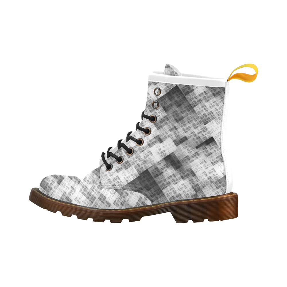 Funny Crazy Black and White Check High Grade PU Leather Martin Boots For Women Model 402H