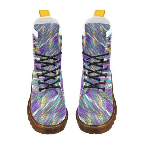 Colorful Punk Hair Fractal High Grade PU Leather Martin Boots For Men Model 402H