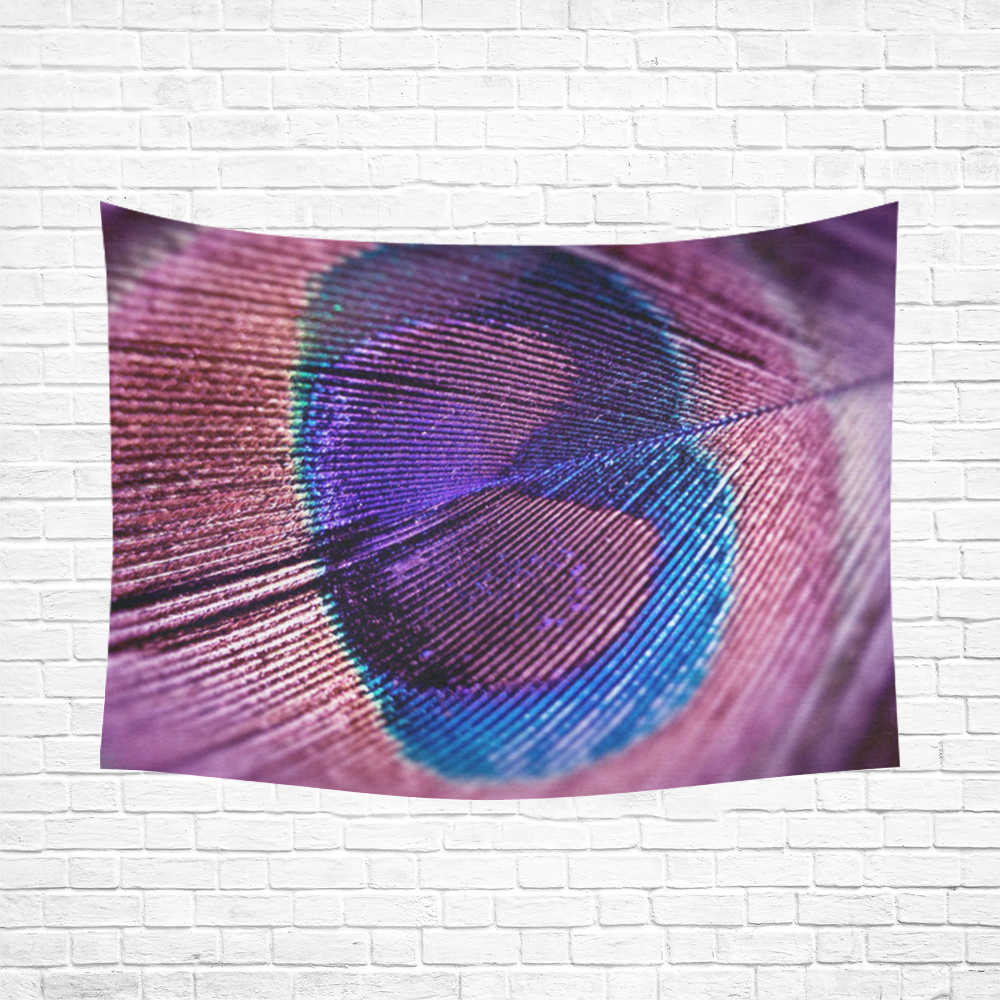Purple Peacock Feather Cotton Linen Wall Tapestry 80"x 60"