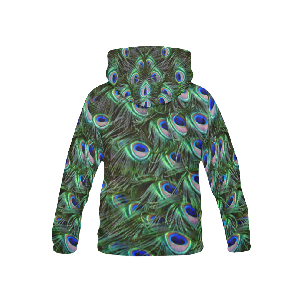 Peacock Feathers All Over Print Hoodie for Kid (USA Size) (Model H13)