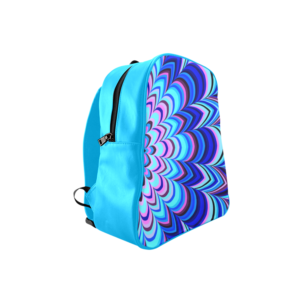 Asymmetric neon blue striped pattern School Backpack (Model 1601)(Small)
