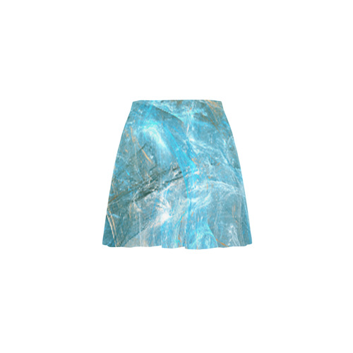 Frozen Ice Blue Fractal Mini Skating Skirt (Model D36)