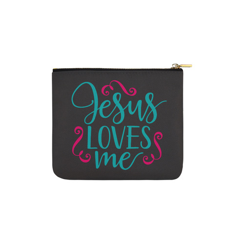 Jesus Loves Me (black) Carry All Pouch Carry-All Pouch 6''x5''