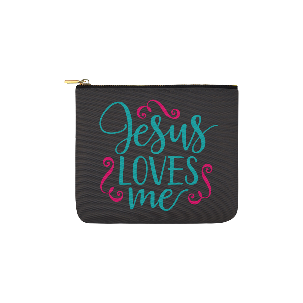 Jesus Loves Me (black) Carry All Pouch Carry-All Pouch 6''x5''