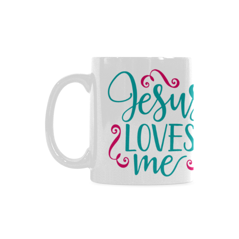 Jesus Loves Me turq/fuschia White Mug(11OZ)