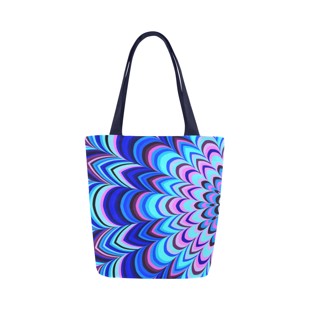 Asymmetric neon blue striped pattern Canvas Tote Bag (Model 1657)