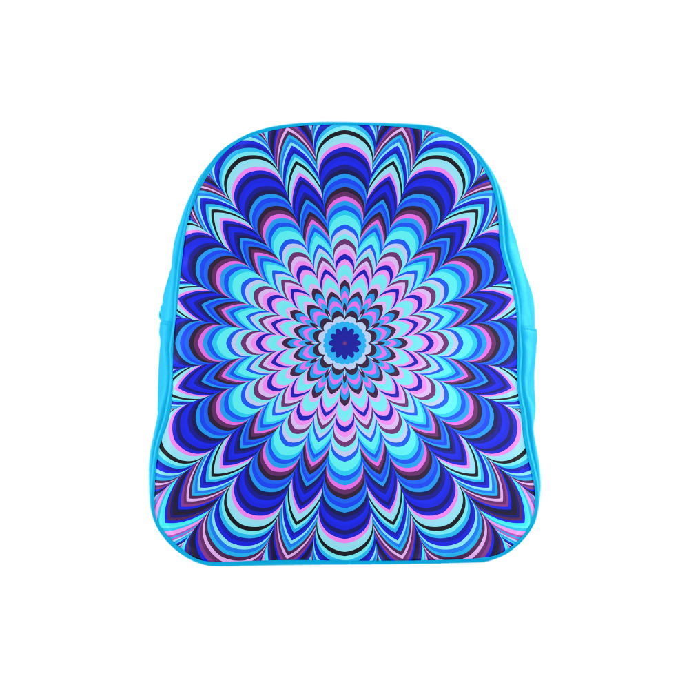 Neon blue striped mandala School Backpack (Model 1601)(Small)