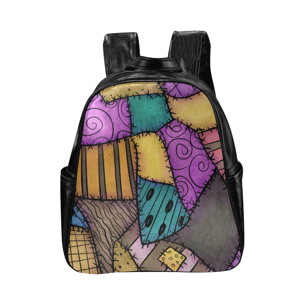 Patchwork Scraps Multi-Pockets Backpack (Model 1636)