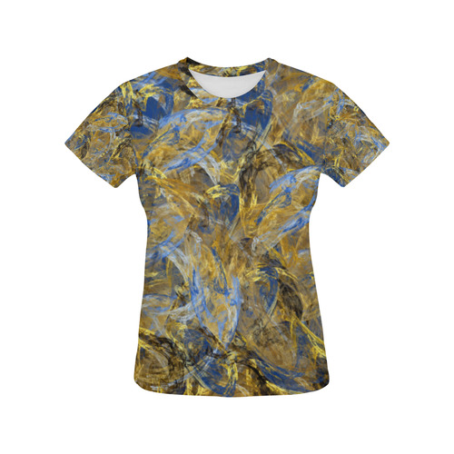 Antique Anciently Gold Blue Vintage Design All Over Print T-Shirt for Women (USA Size) (Model T40)