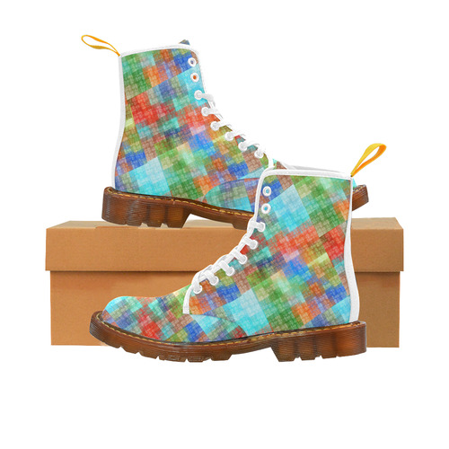 Funny Colorful Check Martin Boots For Men Model 1203H