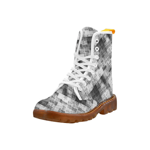Funny Crazy Black and White Check Martin Boots For Men Model 1203H