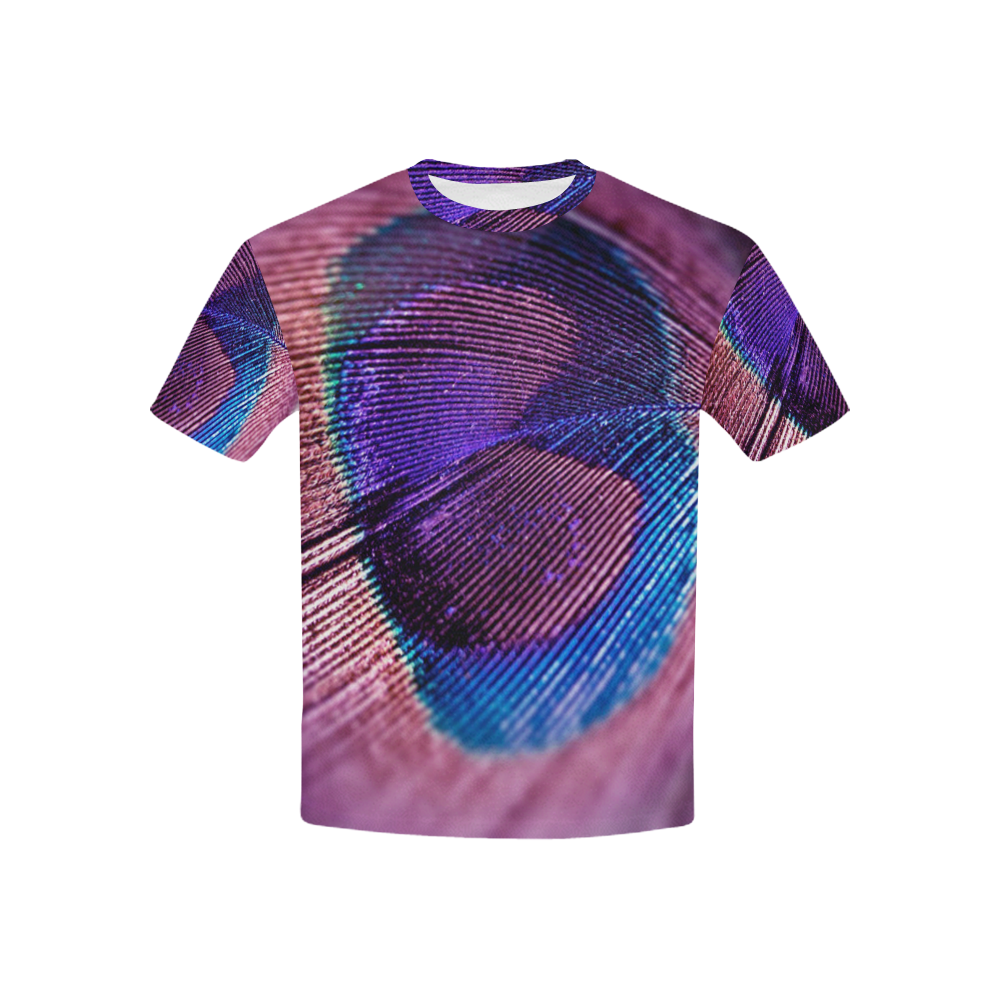 Purple Peacock Feather Kids' All Over Print T-shirt (USA Size) (Model T40)