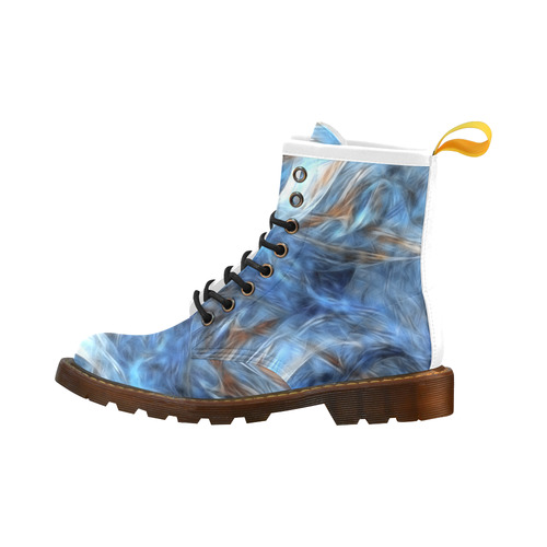 Blue Colorful Abstract Design High Grade PU Leather Martin Boots For Men Model 402H